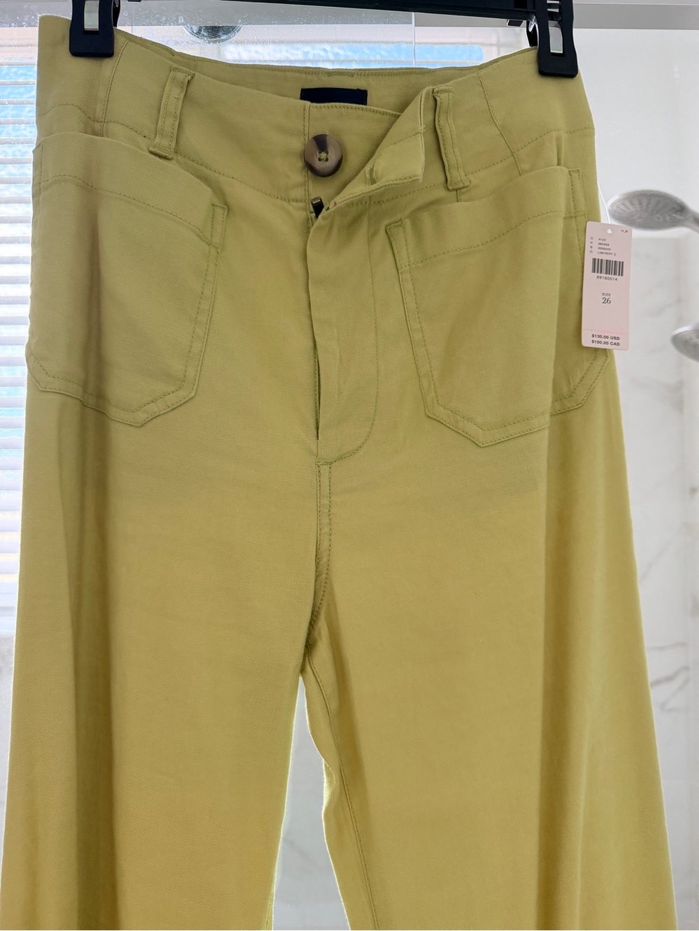 Anthropologie Light Olive-Green Wide Leg Chinos